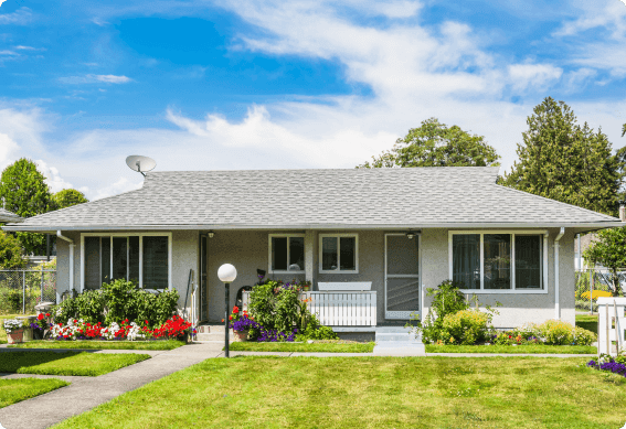 a house with a large front yard