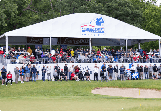 an audience watching a golf tournament