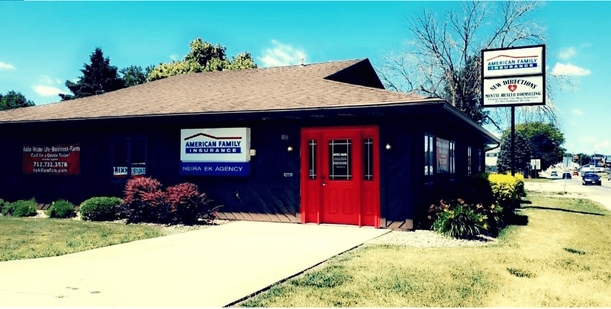 a small red building