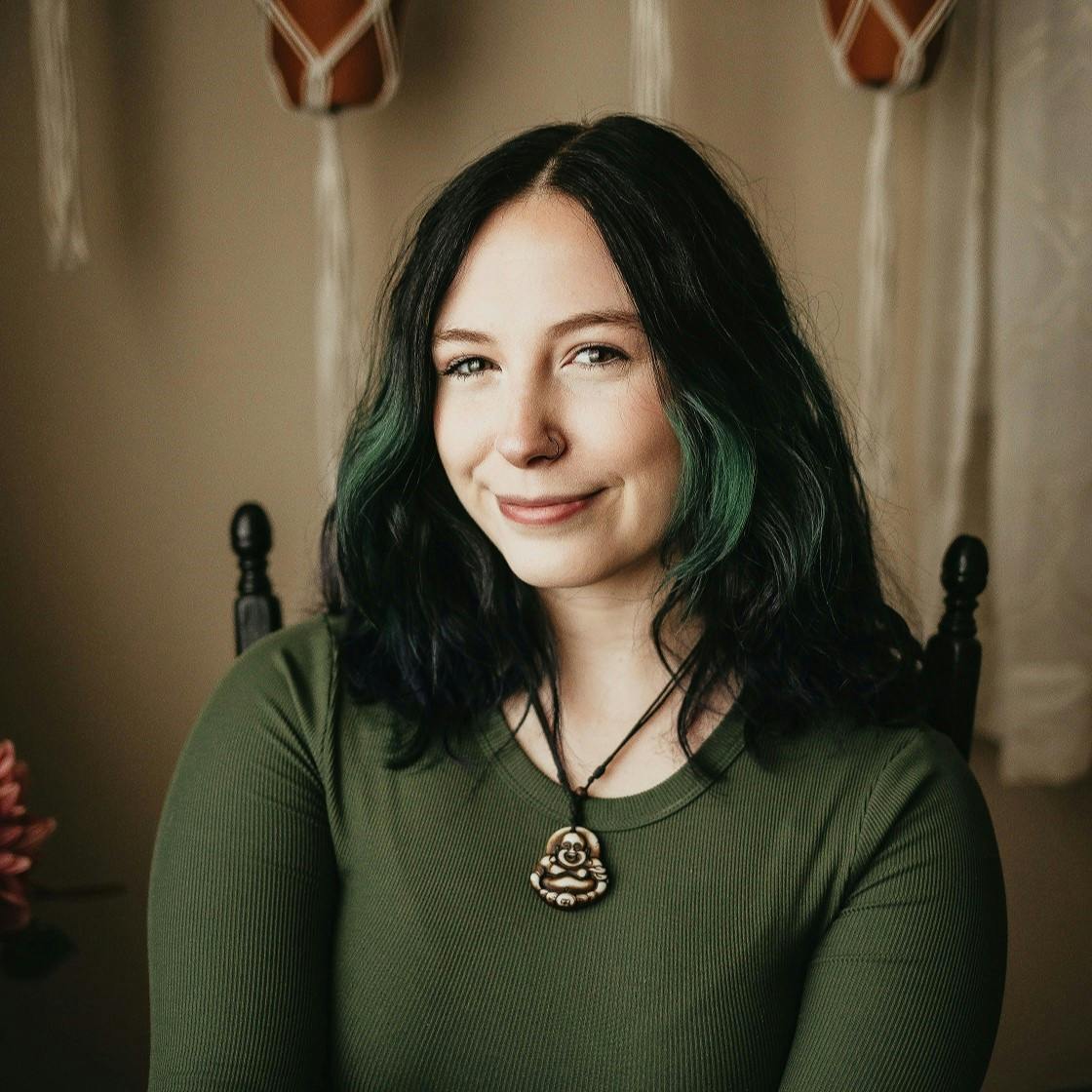 a woman with long hair