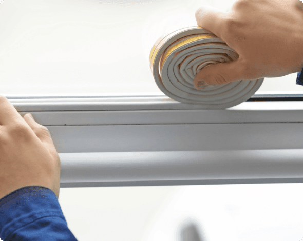 applying weather stripping to a window