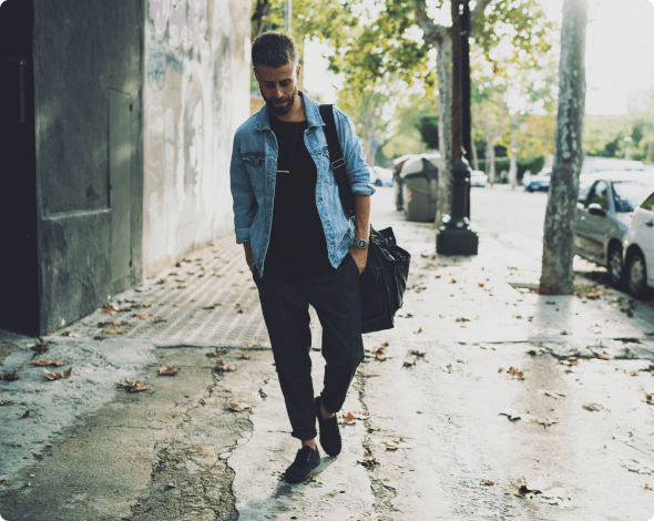 a man walking down the street