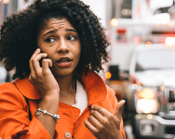 a woman on the phone