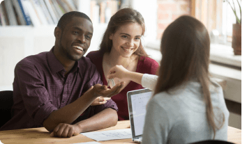 a man and a woman smiling